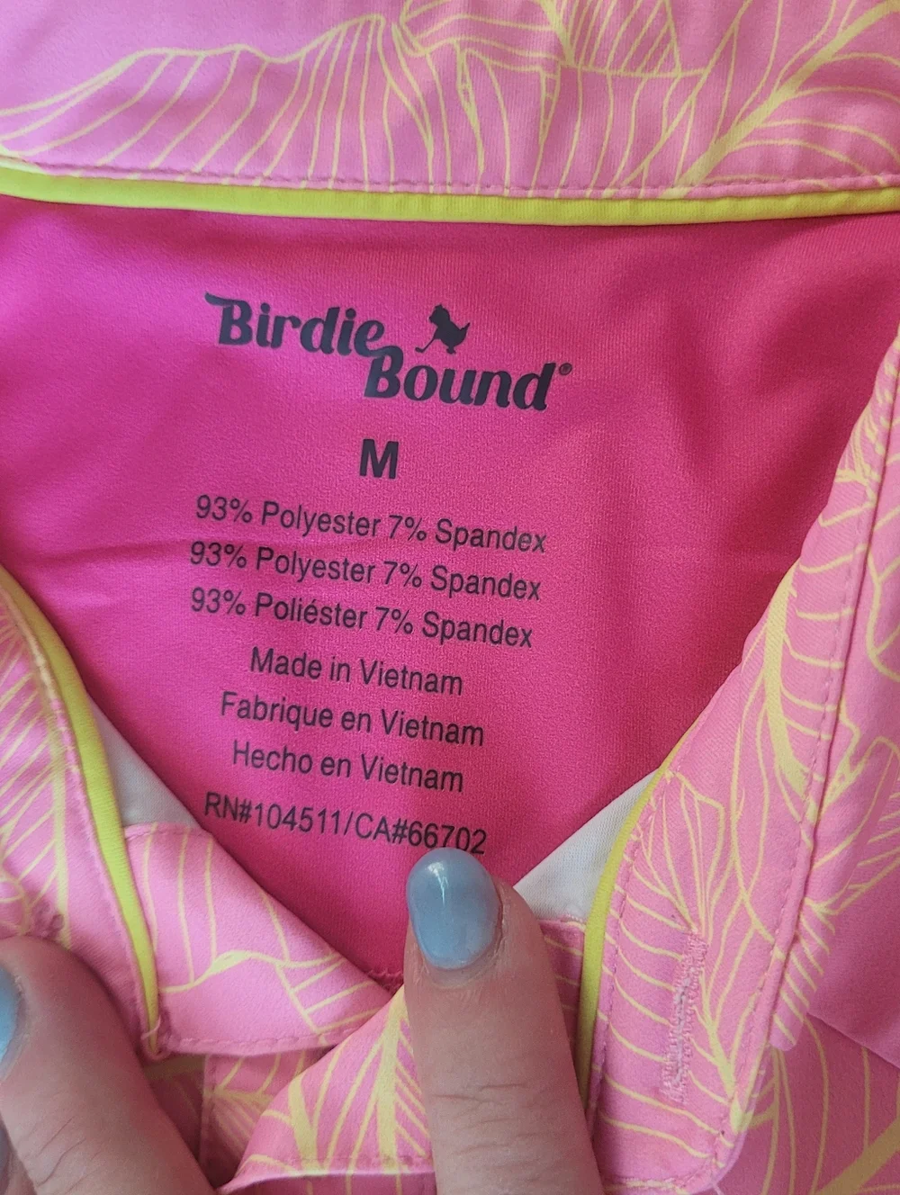 Birdie Bound Performance Polo Golf Shirt Tropical Pink Orange Neon Medium